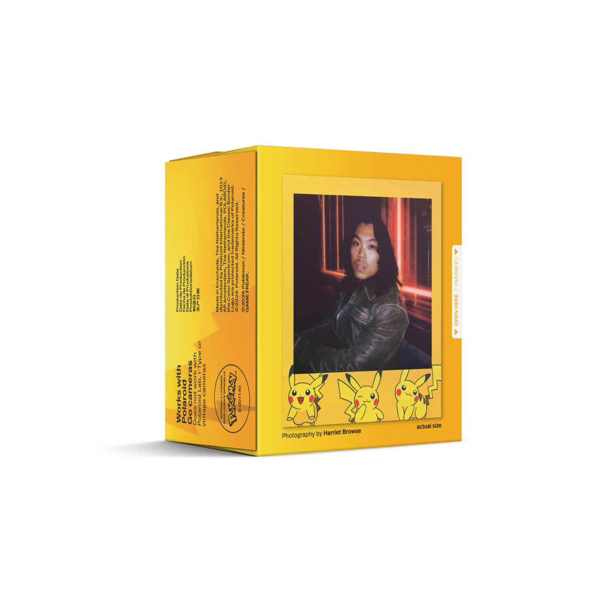 Polaroid Go Color Film Pikachu Edition box showing a sample photo on the side panel