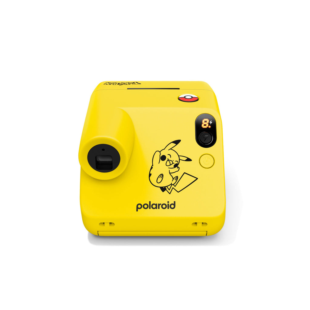 Back of the yellow Polaroid Go Gen 3 Pikachu Edition camera with Pikachu artwork