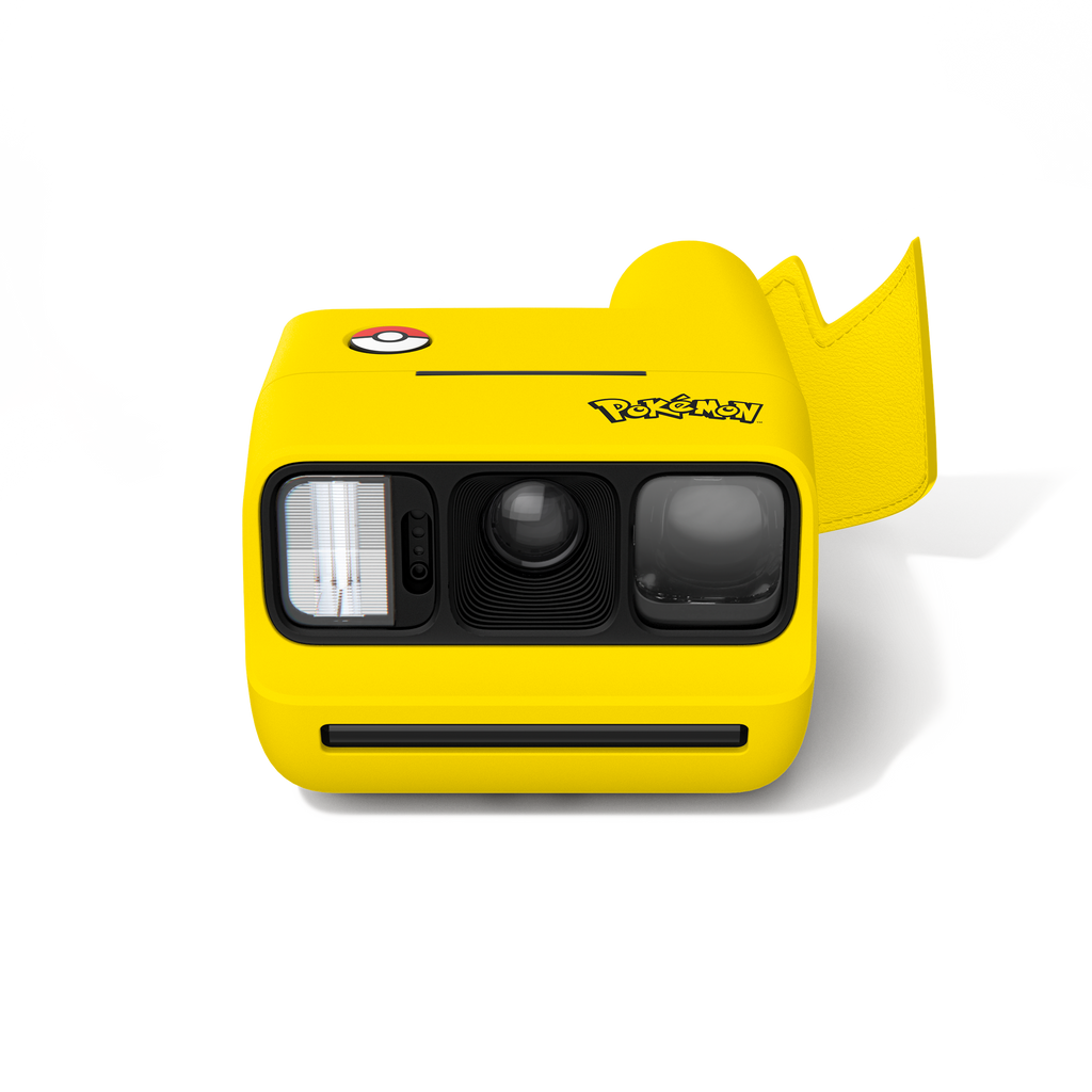 Polaroid Go Generation 3 instant camera in yellow Pikachu design with Pikachu ears and Pokémon logo