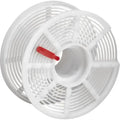 White plastic film spool with a red handle.