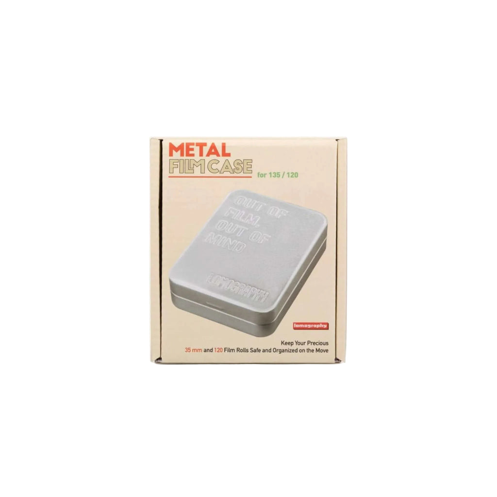 Lomography Metal Film Case for 135/120, perfect for organizing and protecting film rolls on the go.