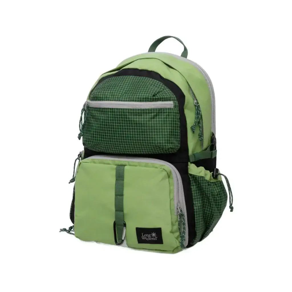 Long Weekend Morro Convertible Backpack in Moss color, featuring multiple compartments and a padded laptop sleeve.