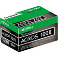 Fujifilm Neopan ACROS II 100 film box for black and white photography, 35mm, 36 exposures, professional quality.